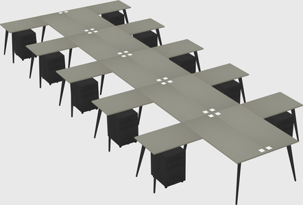 Shared l-shaped office desk system