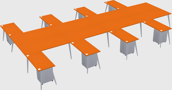Shared l-shaped office desk system