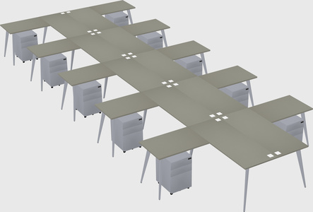 Shared l-shaped office desk system