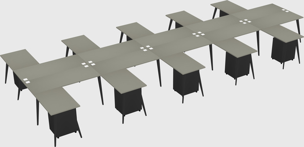 Shared l-shaped office desk system