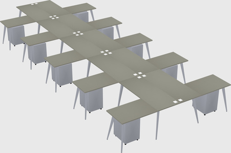 Shared l-shaped office desk system