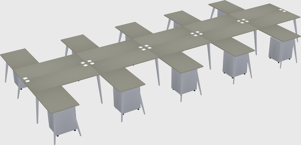 Shared l-shaped office desk system