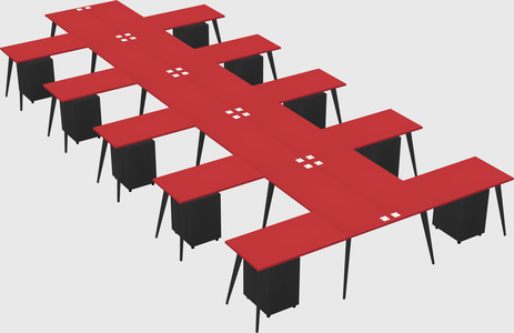 Shared l-shaped office desk system