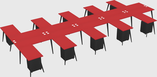 Shared l-shaped office desk system