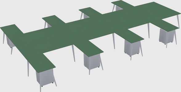 Shared l-shaped office desk system