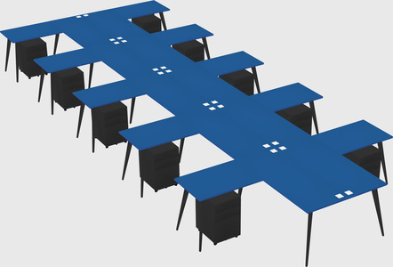 Shared l-shaped office desk system