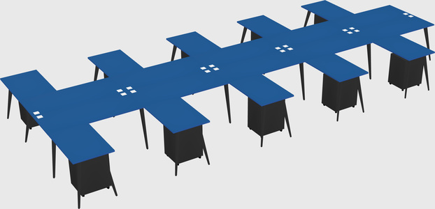 Shared l-shaped office desk system