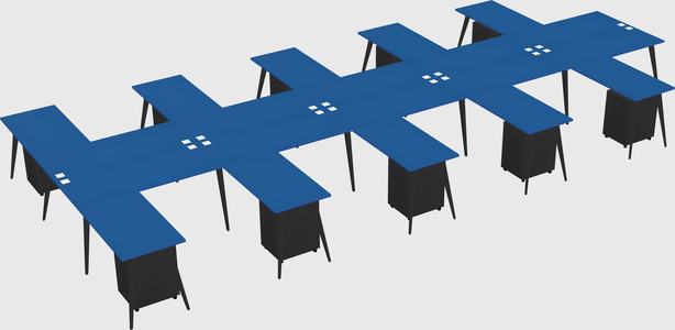 Shared l-shaped office desk system