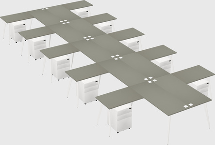 Shared l-shaped office desk system