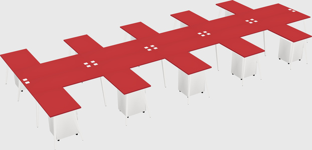 Shared l-shaped office desk system