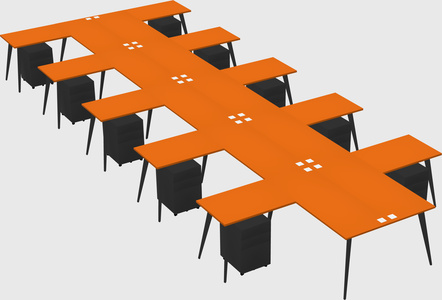 Shared l-shaped office desk system