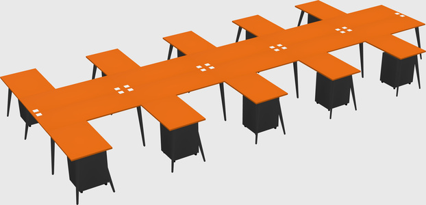 Shared l-shaped office desk system