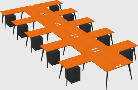 Shared l-shaped office desk system