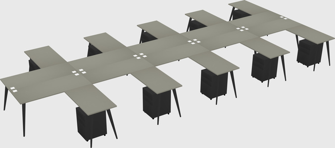 Shared L-shaped Office Desk System