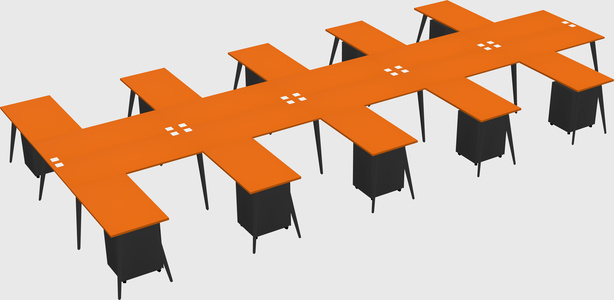 Shared l-shaped office desk system