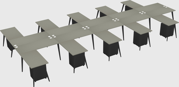 Shared l-shaped office desk system