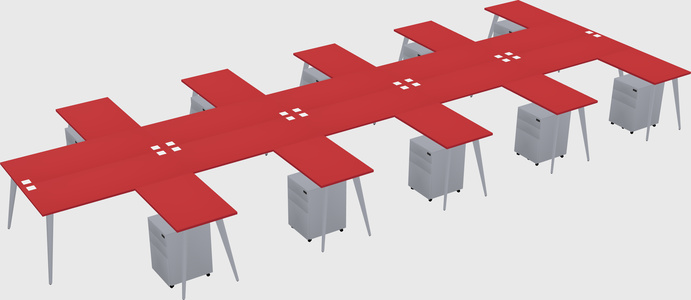 Shared L-shaped Office Desk System