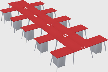 Shared l-shaped office desk system