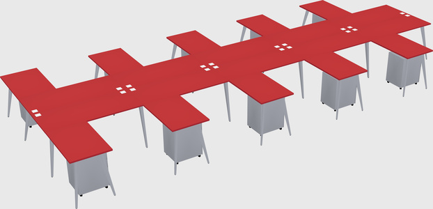 Shared l-shaped office desk system