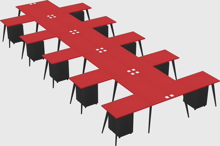 Shared l-shaped office desk system