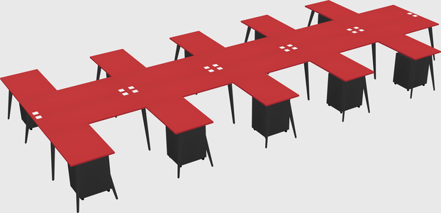 Shared l-shaped office desk system