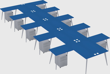 Shared l-shaped office desk system