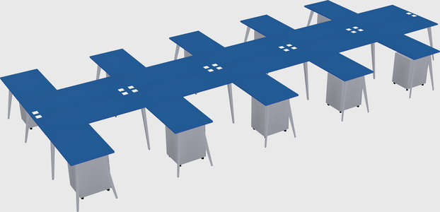 Shared l-shaped office desk system