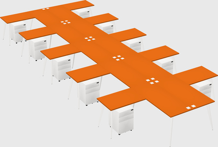 Shared l-shaped office desk system