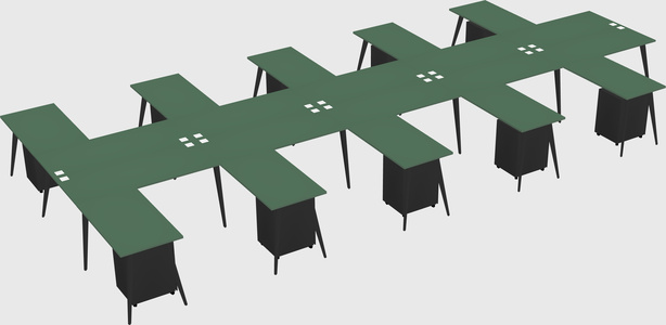 Shared l-shaped office desk system