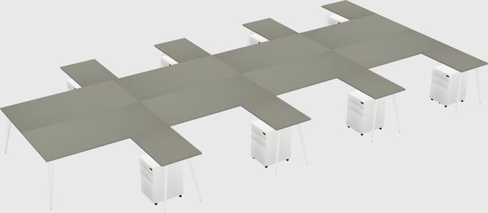 Shared l-shaped office desk system