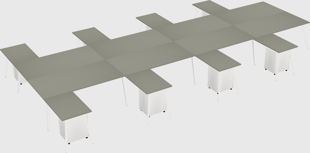 Shared l-shaped office desk system