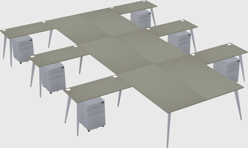 Shared l-shaped office desk system