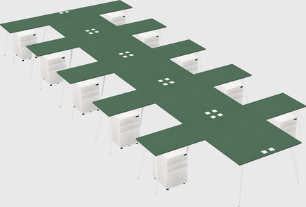 Shared l-shaped office desk system