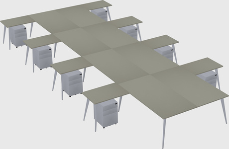Shared l-shaped office desk system