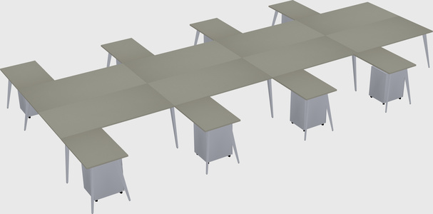 Shared l-shaped office desk system