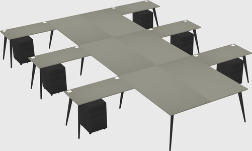 Shared l-shaped office desk system