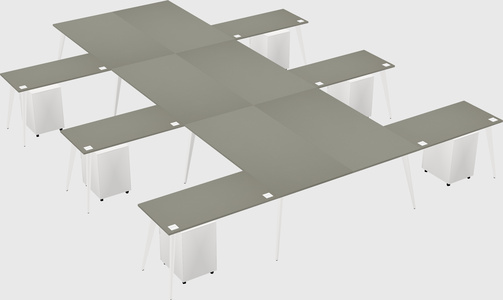 Shared l-shaped office desk system