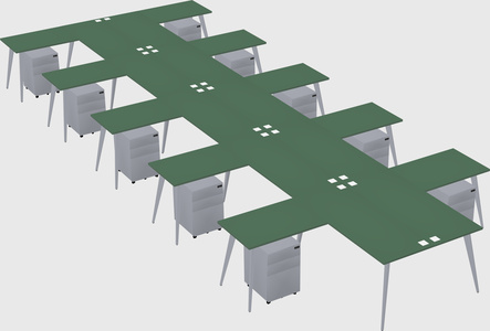 Shared l-shaped office desk system