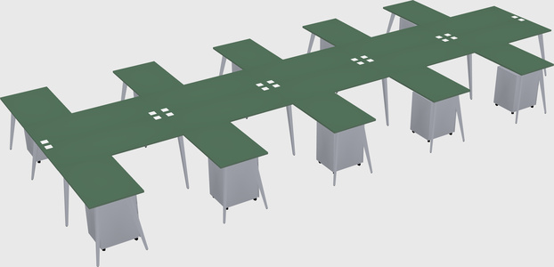 Shared l-shaped office desk system