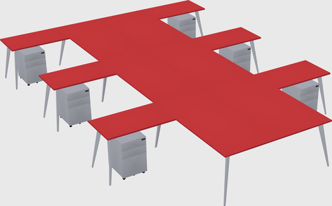 Shared l-shaped office desk system
