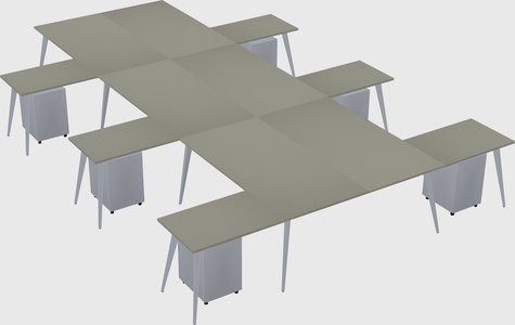 Shared l-shaped office desk system