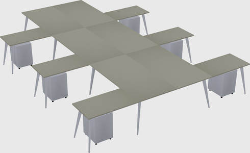 Shared l-shaped office desk system