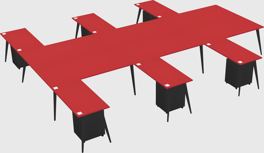 Shared l-shaped office desk system