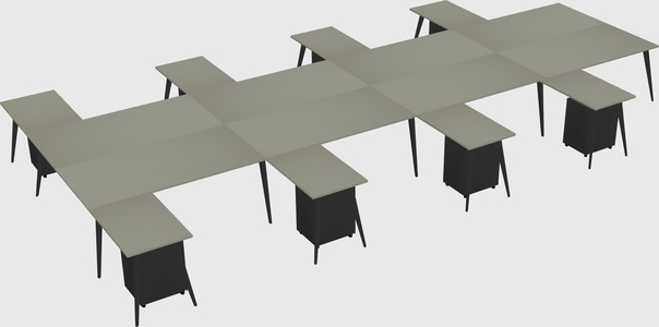 Shared l-shaped office desk system