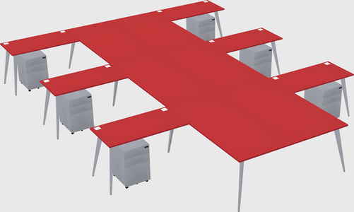 Shared l-shaped office desk system