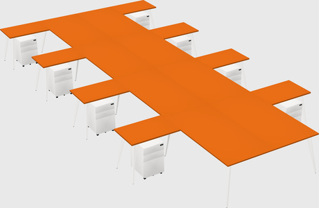 Shared l-shaped office desk system