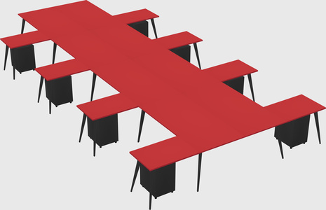 Shared l-shaped office desk system