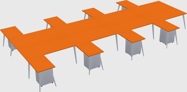 Shared l-shaped office desk system