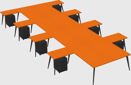 Shared l-shaped office desk system