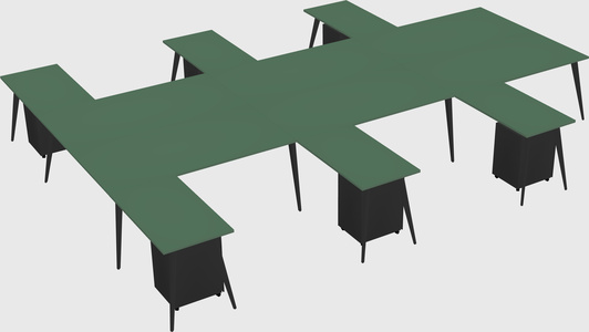 Shared l-shaped office desk system